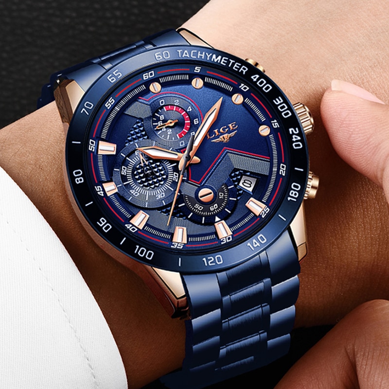 LIGE 2020 New Fashion Mens Watches with Stainless Steel Top Brand ...